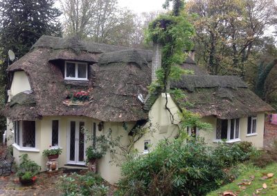 Moran Roofing project image of cottage with thatched roof, Surrey