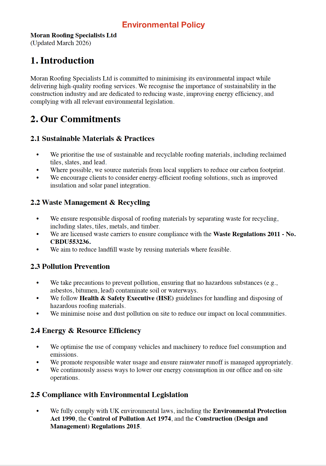 Moran Roofing NFRC CPS Certificate 2025